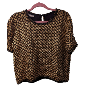 Vintage Adonna Gold Sequin Top | 80s/90s Party Blouse | Made in USA
